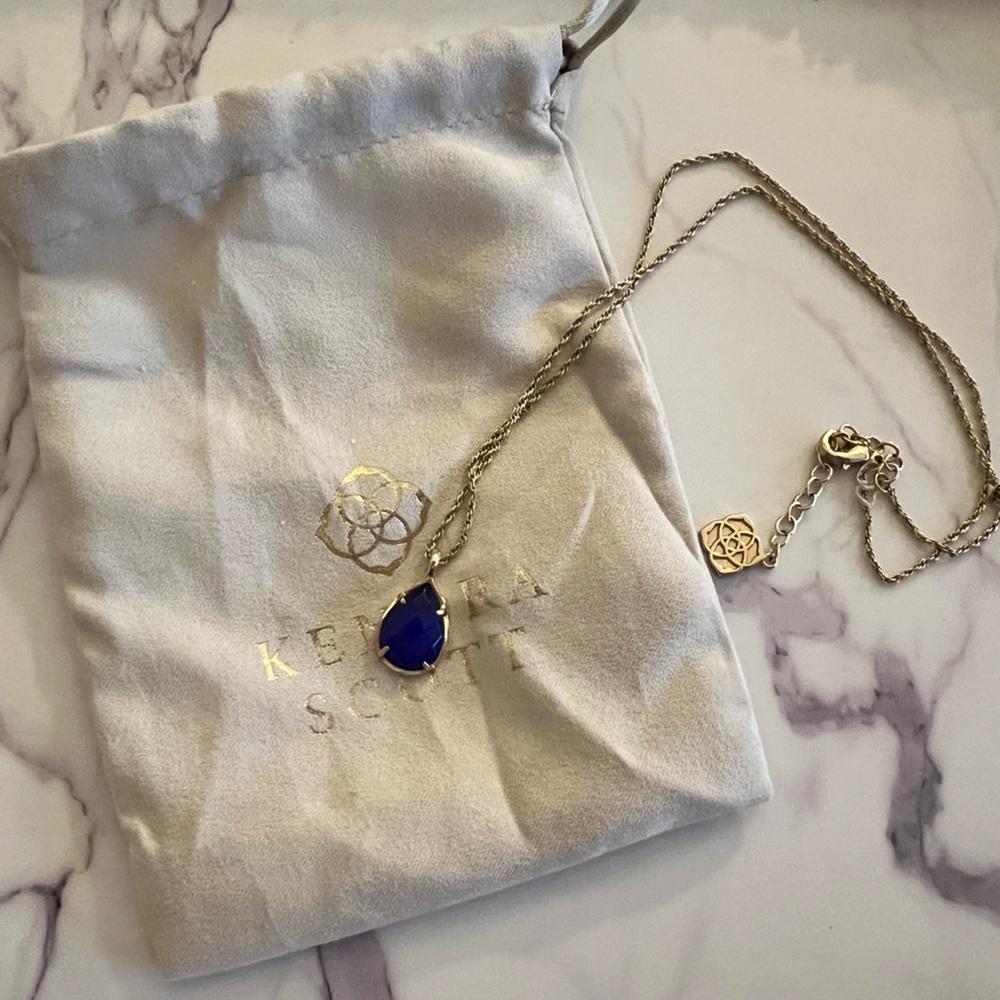 Kendra Scott 20” blue drop necklace